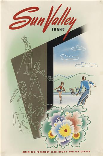 VARIOUS ARTISTS. SUN VALLEY. Group of 3 posters. Circa 1940s-1950s. Each approximately 36x24 inches, 91x62 cm.